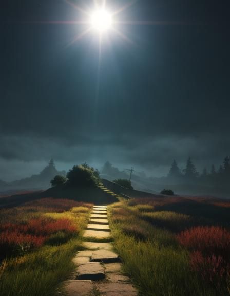 Ethereal Volumetric Lighting Creates Abstract Scene