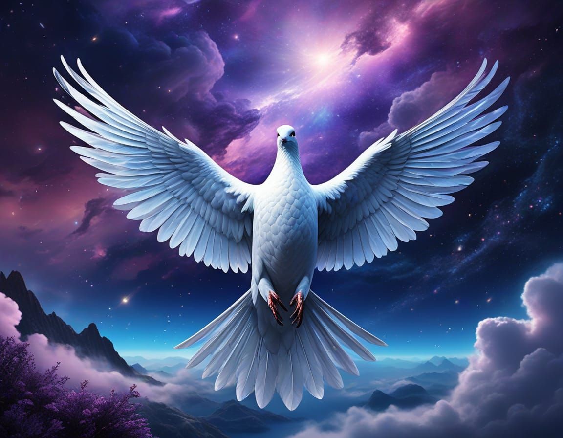 Ethereal Dove Soars in Cosmic Astral Plane