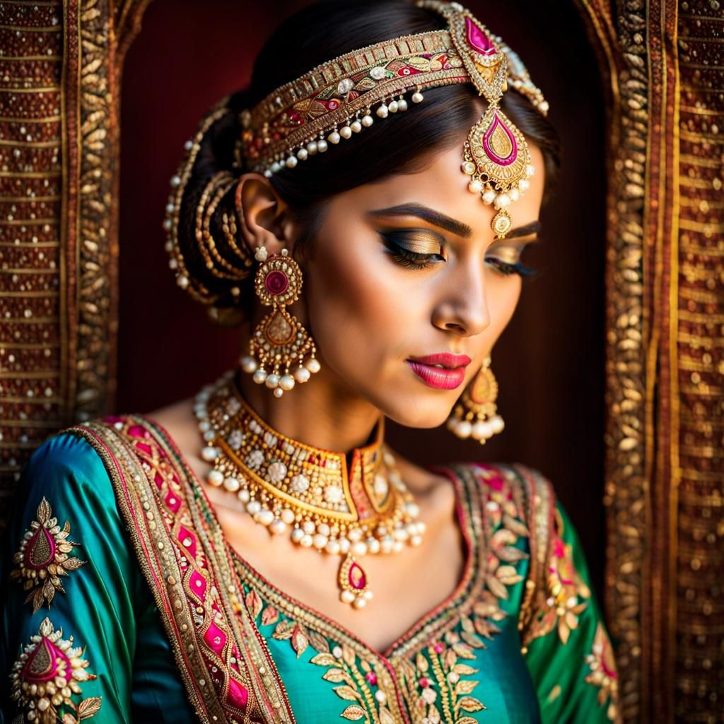 Magnificent Colorful Pakistani Lehenga Embroidery