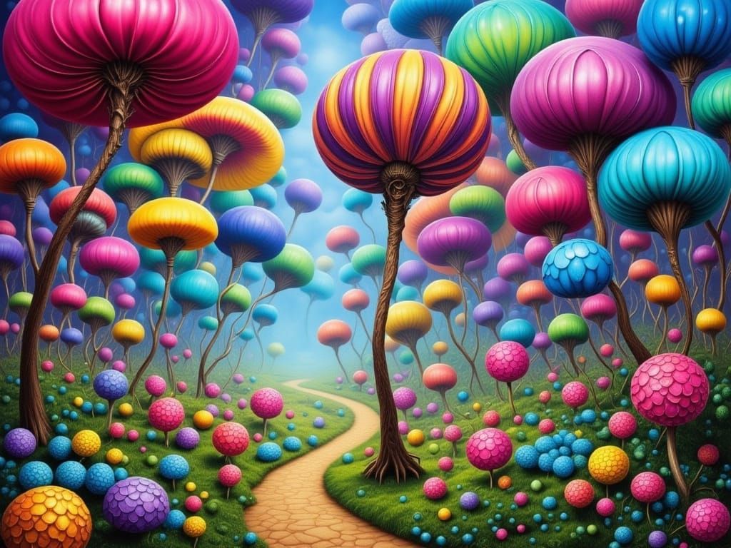 Whimsical Lollipop Forest in a Fantastical Realm
