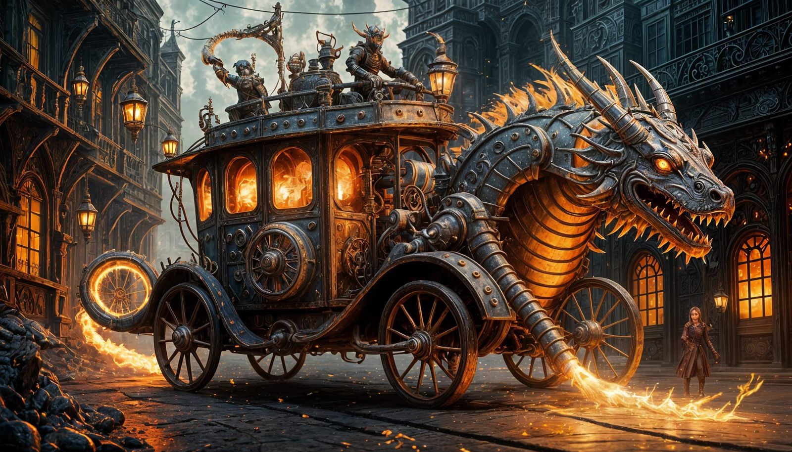 Steampunk Dragons Engage Fierce Battle with Mice in Eerie Ch...