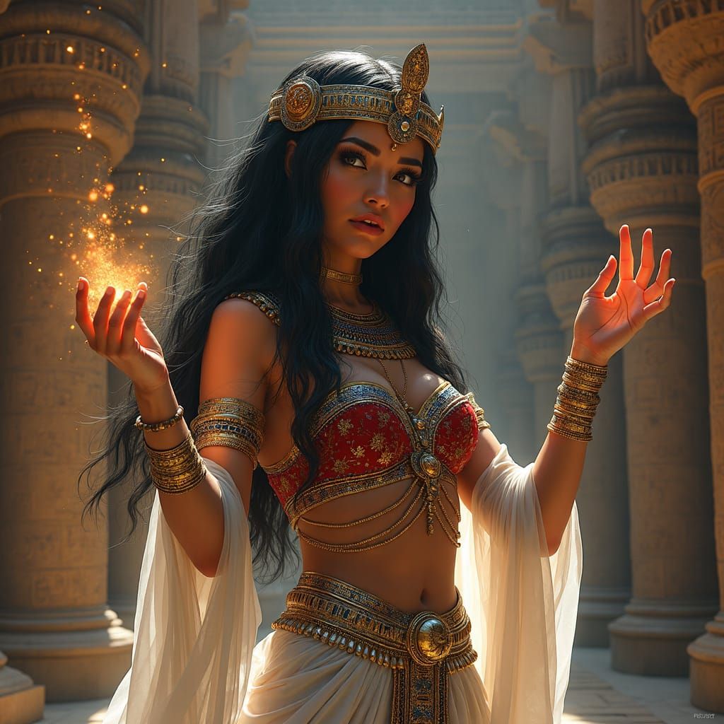 Regal Egyptian Goddess Werethekau in Hyperrealistic Style