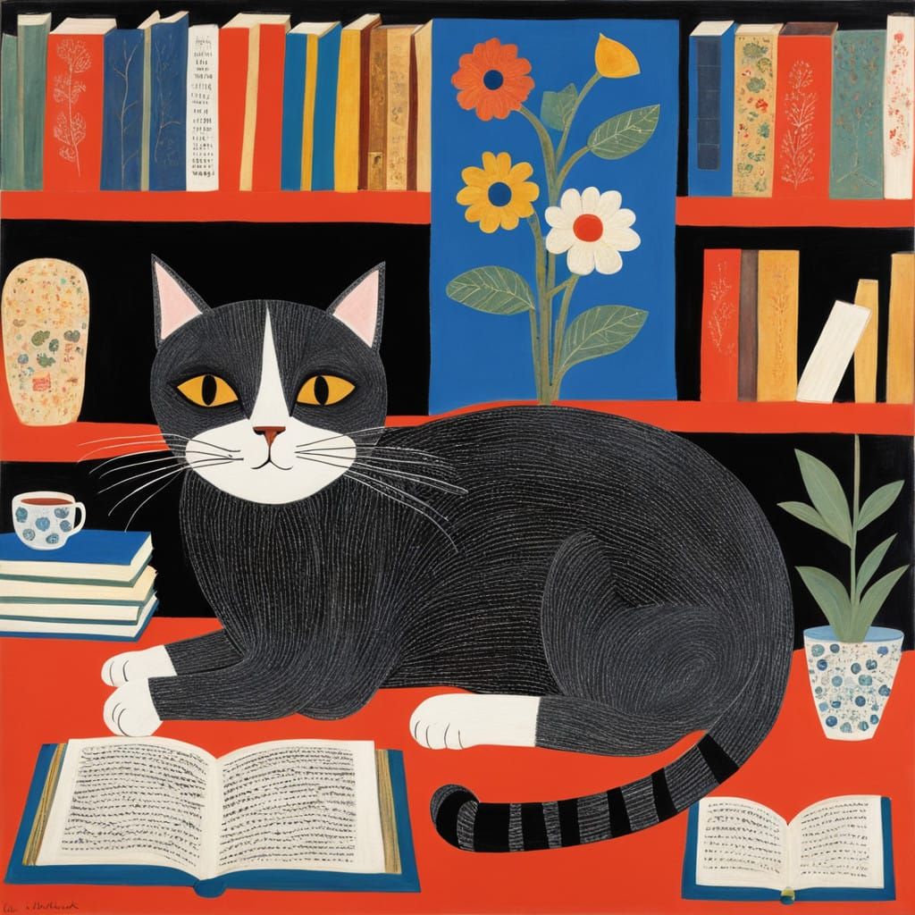 Feline Scholar in Intricate Detail