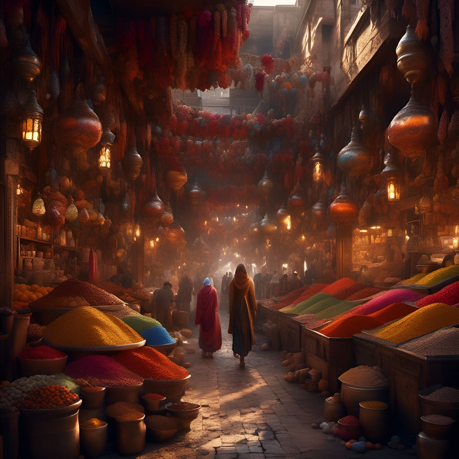 A spice market in a souk