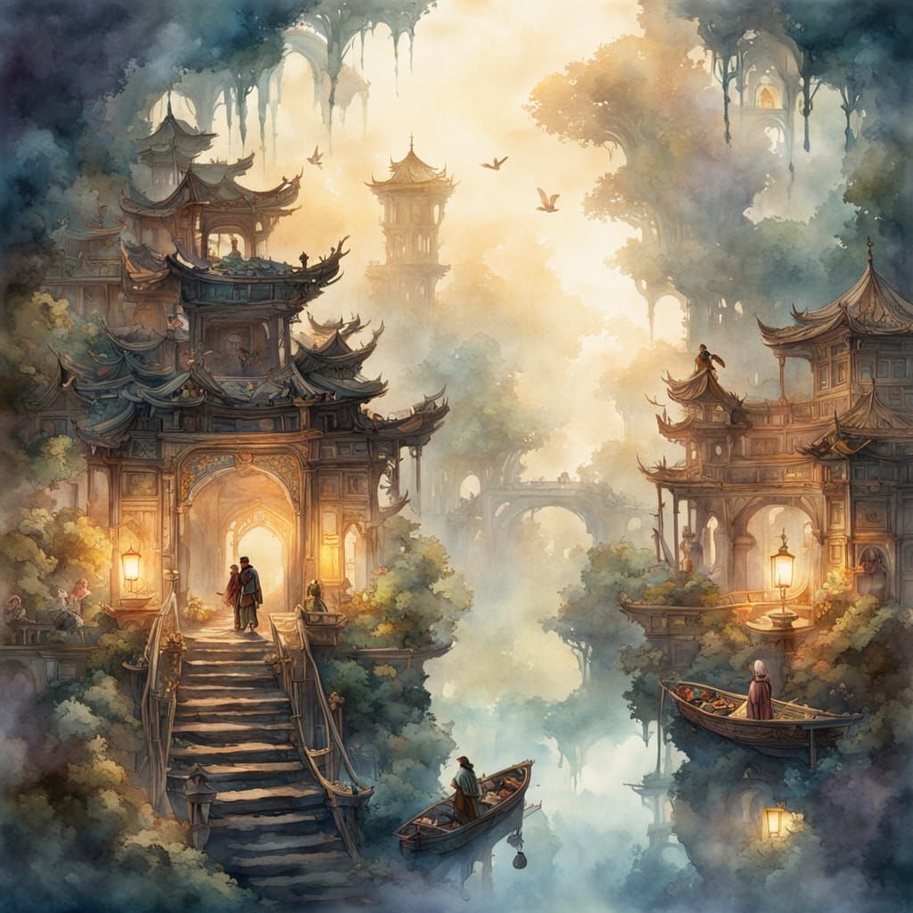 Glowing Relic Discovery: Watercolour Baroque Art