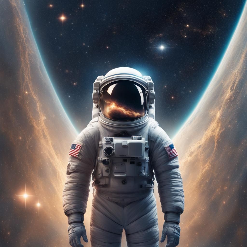 Astronaut's Cosmic Contemplation: A Deep Color Fantasy