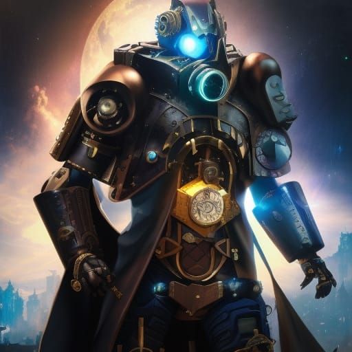 Evil Steampunk Artificer in Mecha-Suit: Digital Masterpiece