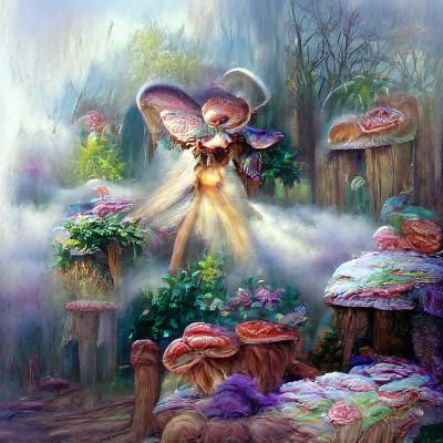 Ethereal Mushroom Fairy in Hyperdetailed Fantasy