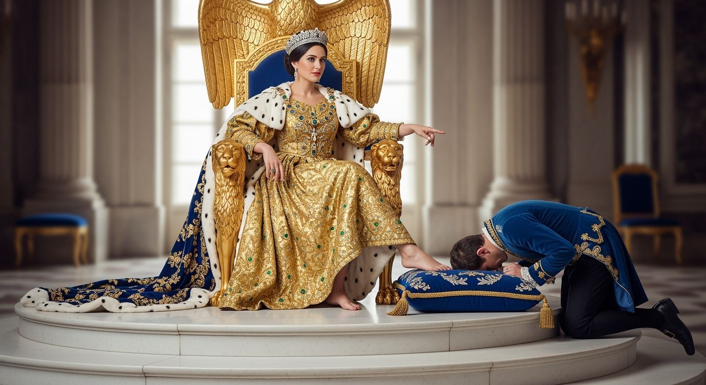 French Empress on Eagle Throne in Versailles Palace