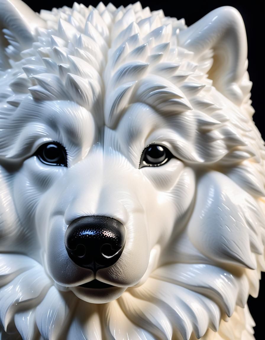 Hyperrealistic Crystal Samoyed Dog in Studio Lighting