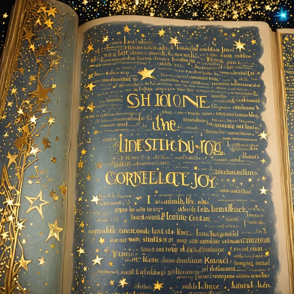 Golden Celestial Text in Ancient Book