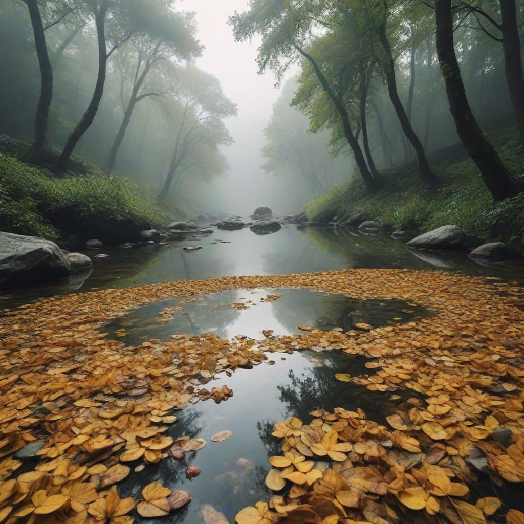 Surreal Landscape with Inverted Nature Elements in a Dreamli...