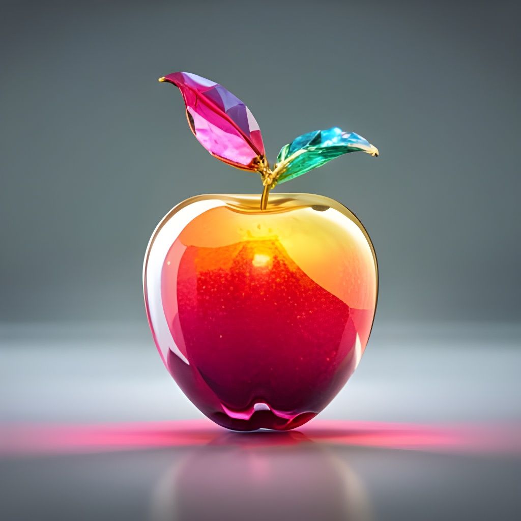 Shining Crystal Apple Figurine in Art Nouveau Style