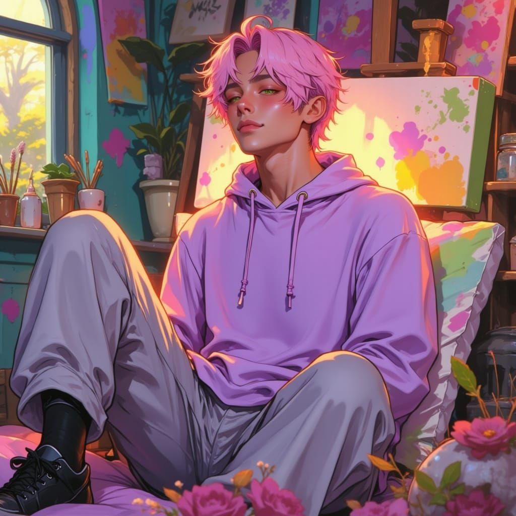 Surreal Graffiti Artist in Soft Pastel Hues