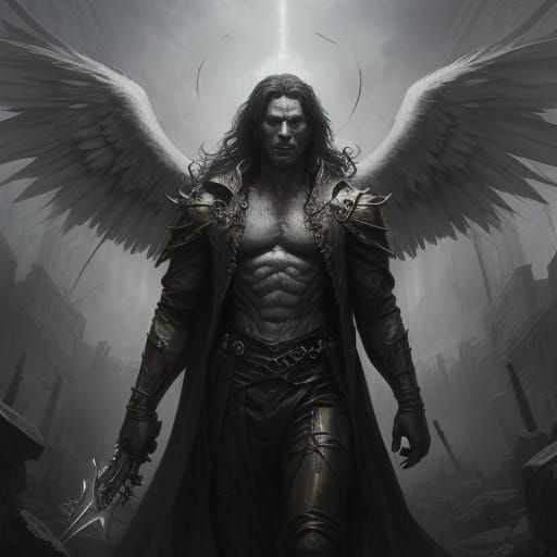 Sinister Angel: Horror Illustration in Engraving Style