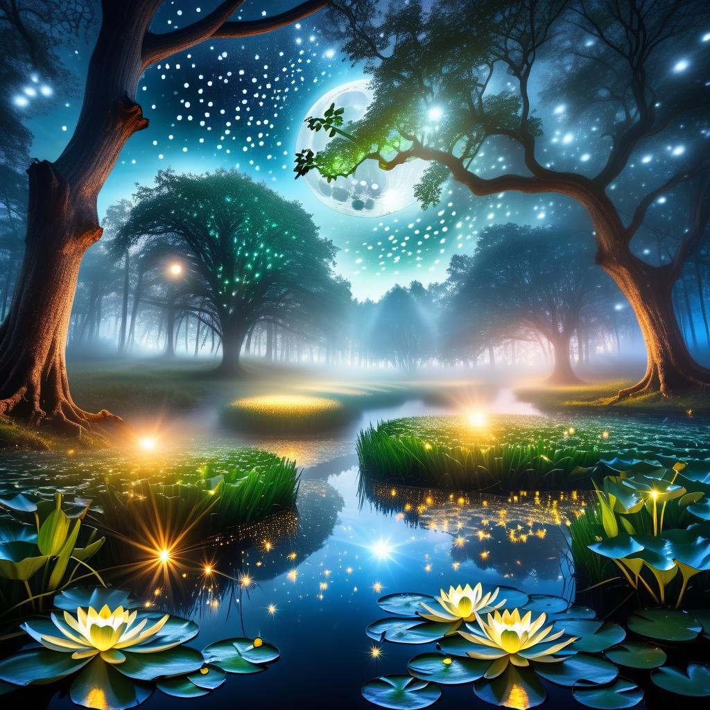 Water lily pond in firefly forest 3