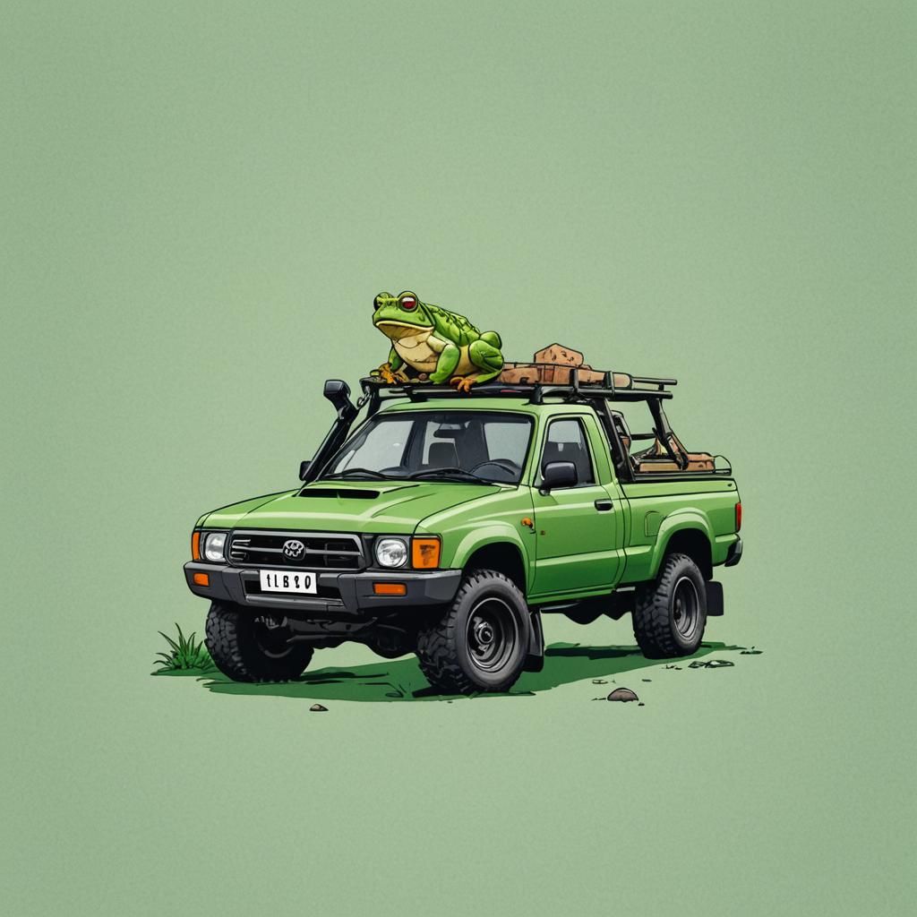Light Green Toyota Hilux on a Beach