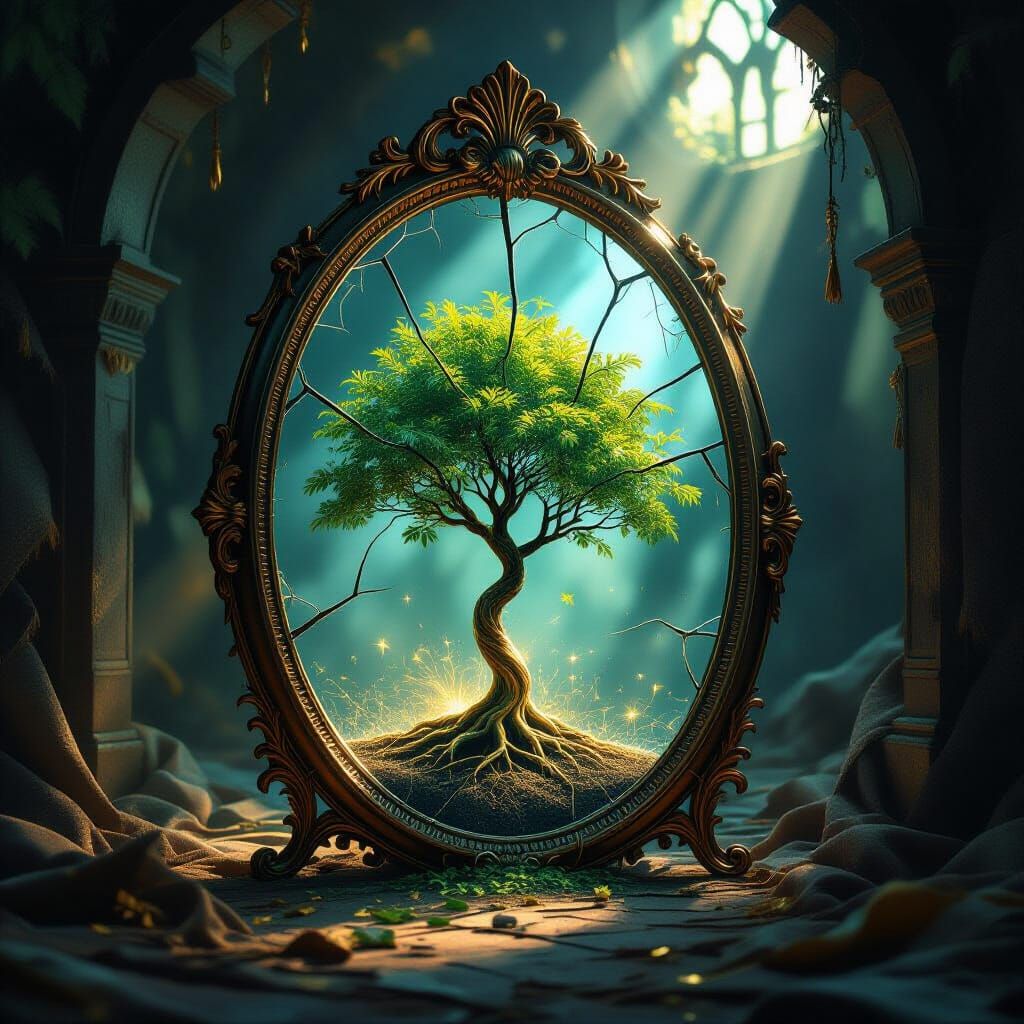 Money Tree Sprouts in Textile Art Style