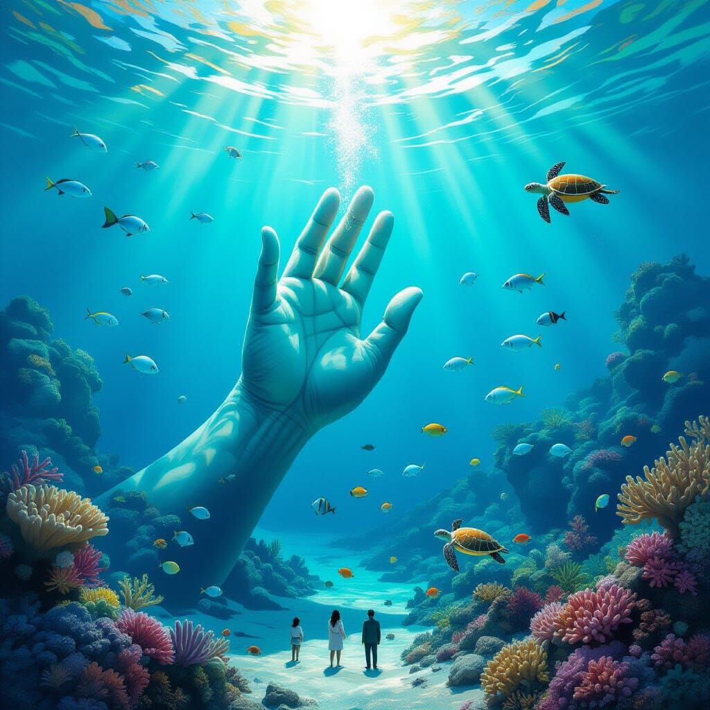 Ocean Hand Paints a Coral Reef: Renaissance Style