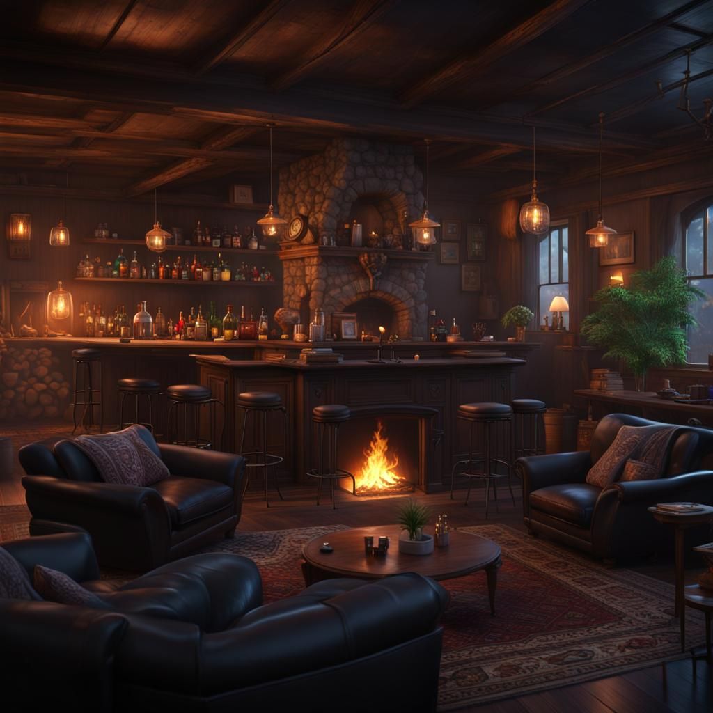 Cozy Room at Night: Detailed Matte Painting
