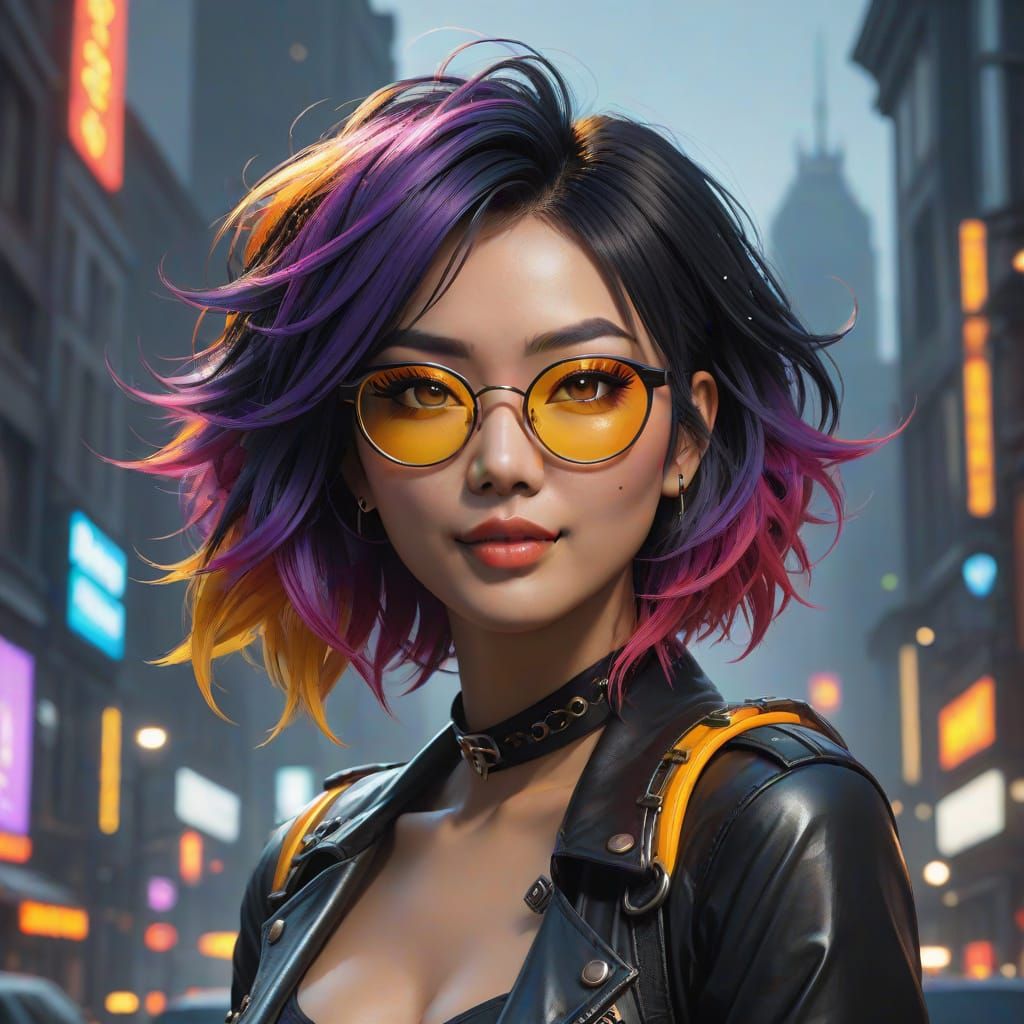 Romantic Goth Punk Portrait of Asian Woman