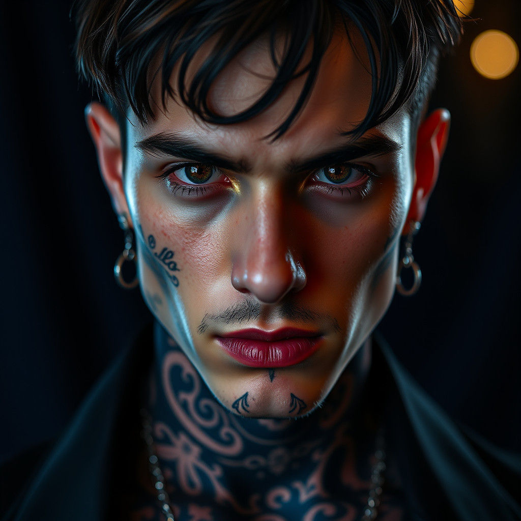 Young Goth Man Portrait in Romantic Gothic Style