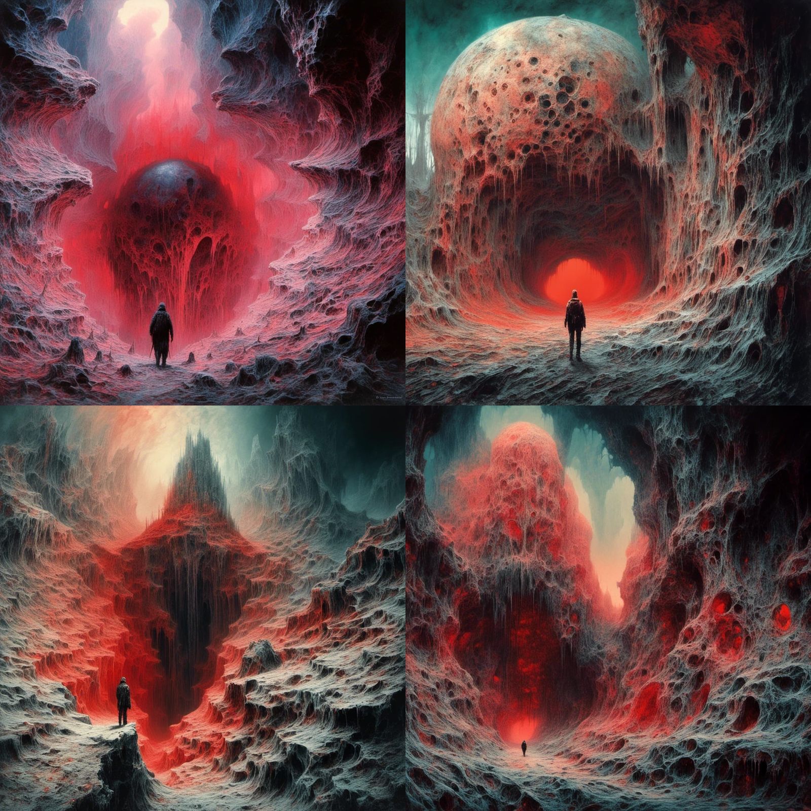 Macabre Post-Apocalyptic Horror Art in Acrylic Style