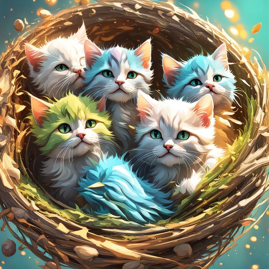 Hyperrealistic Kittens in Colorful Splash Art Style