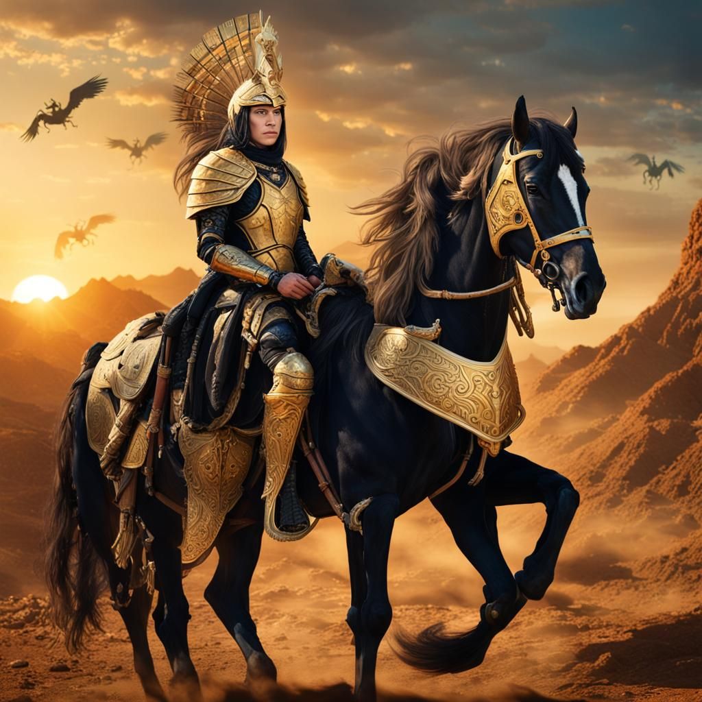 Empress of Agartha in Warrior Armor on Horse