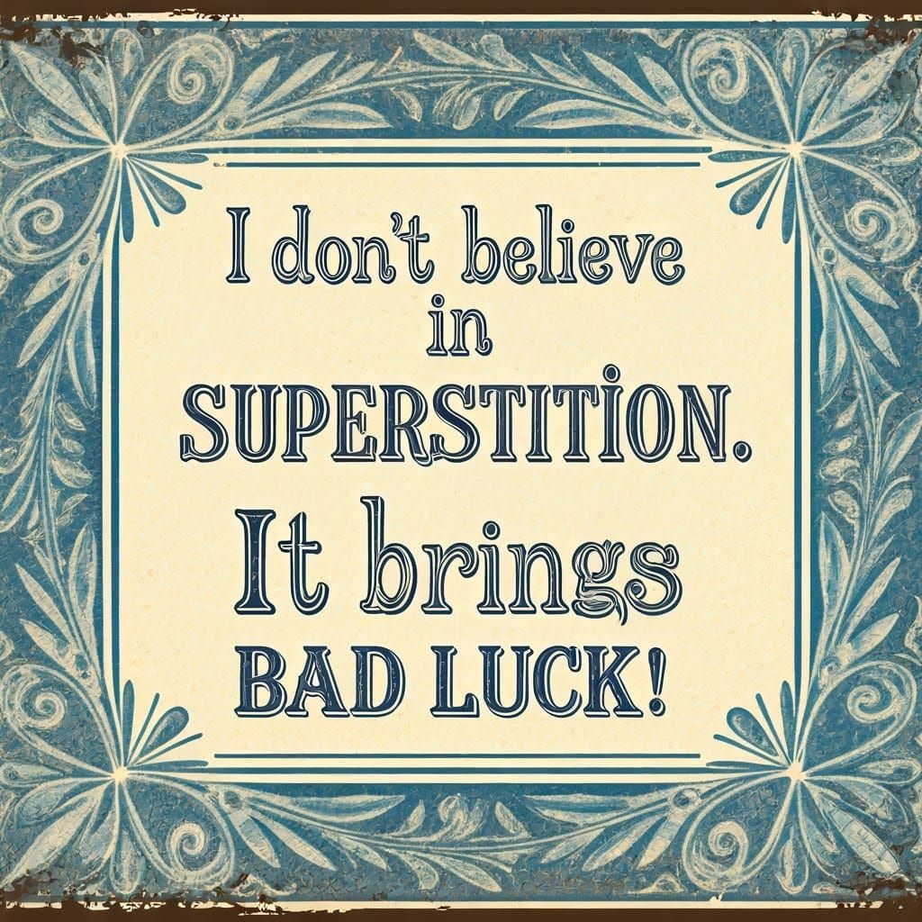 Vintage Tile with Funny Superstition Saying