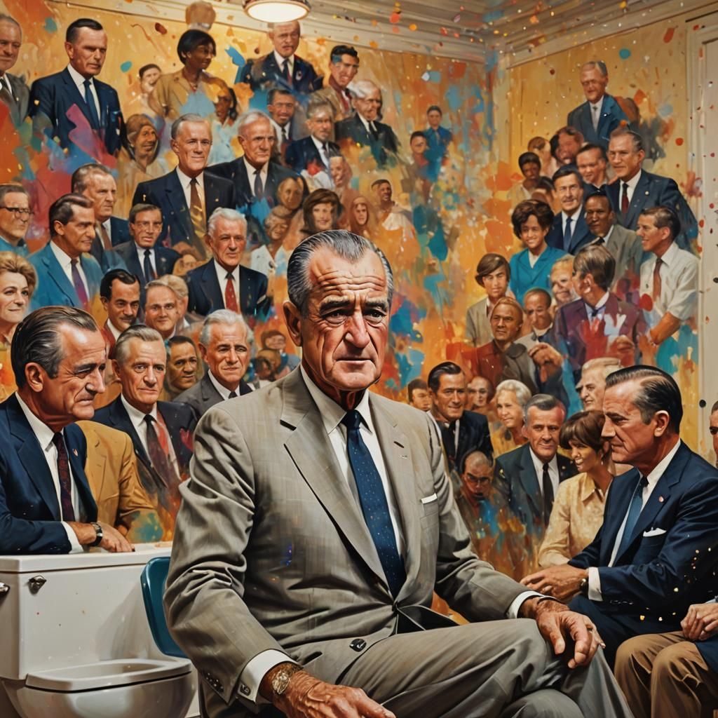 LBJ's Presidential Privy: Hyperrealistic Concept Art