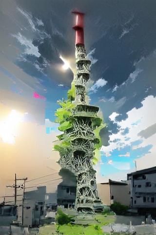Anime Tower Covered in Vines