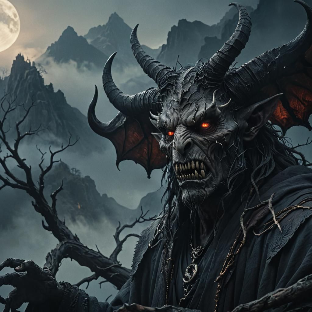 Demonic Creature on Misty Mountain Peak