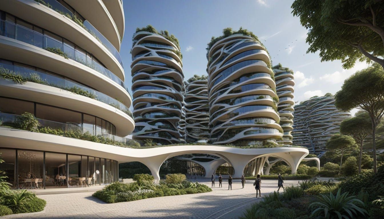 Sustainable Futuristic City with Biomimetic Architecture and...