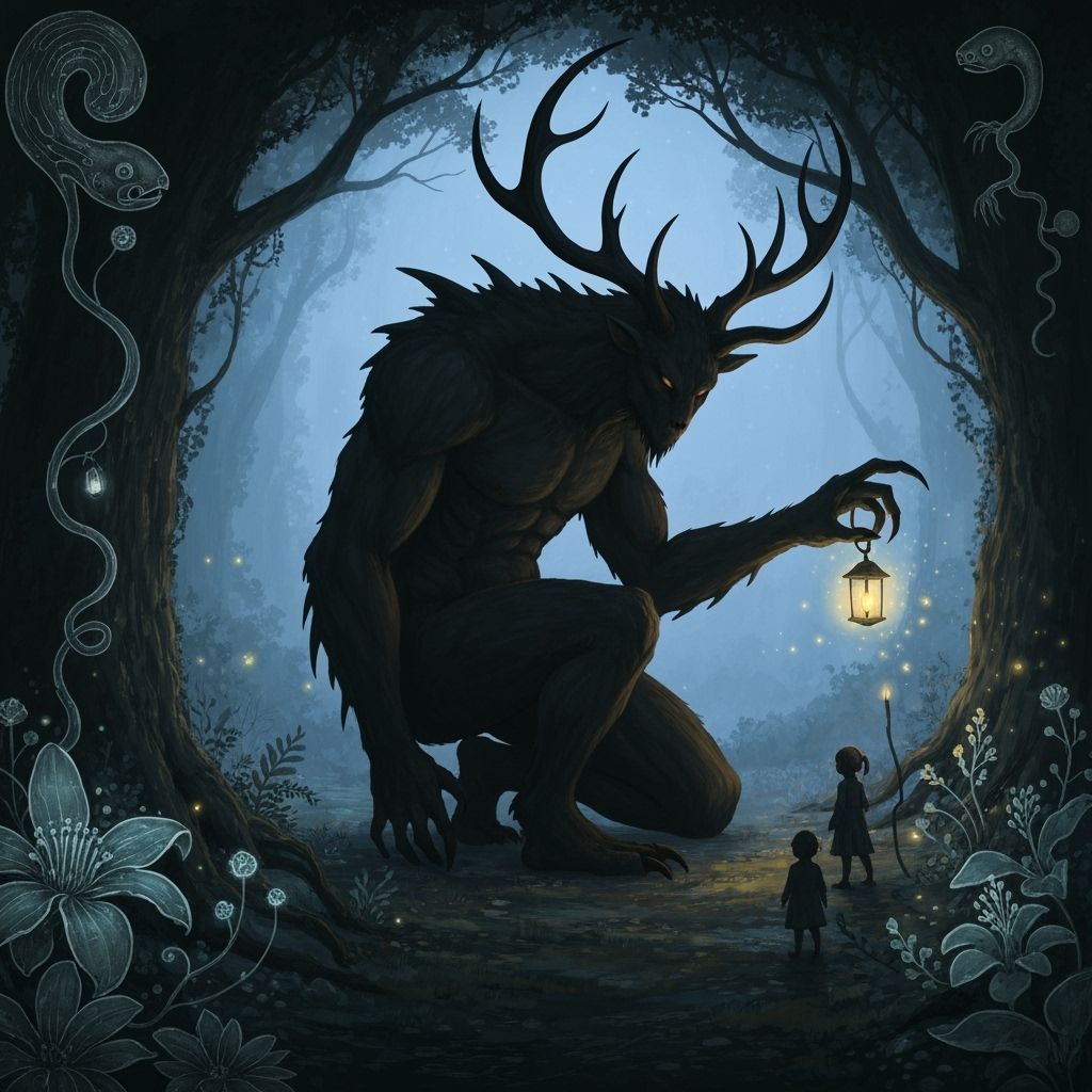 Ethereal Antlered Giant Lights Lanterns in Twilight Grove