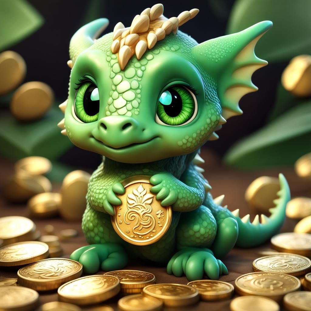 Cute Baby Dragon Portrait in Hyperrealistic Style