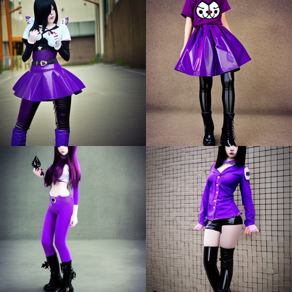 Goth Core Kawaii Catgirl in Latex