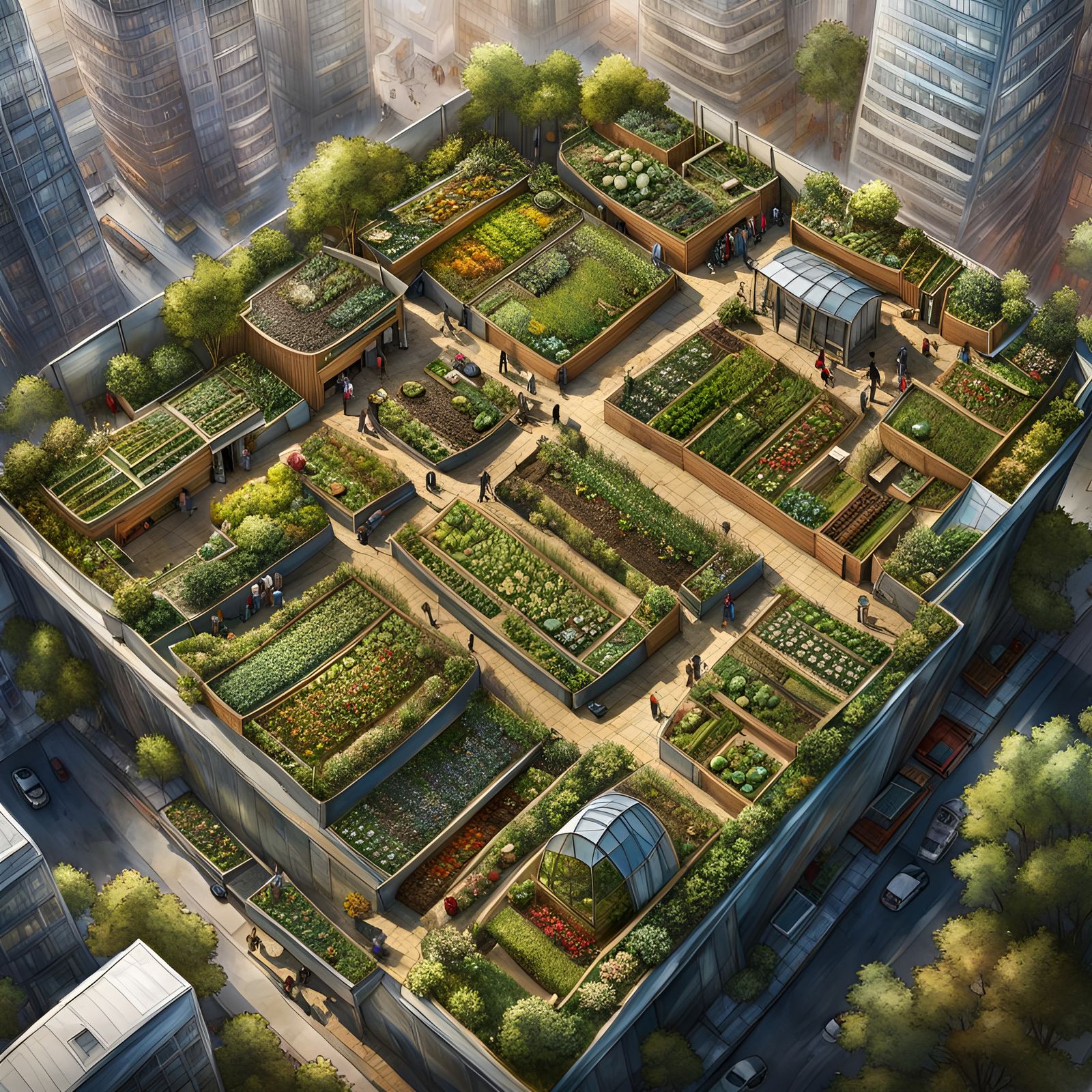 Lush Urban Permaculture Garden in High Fantasy Style