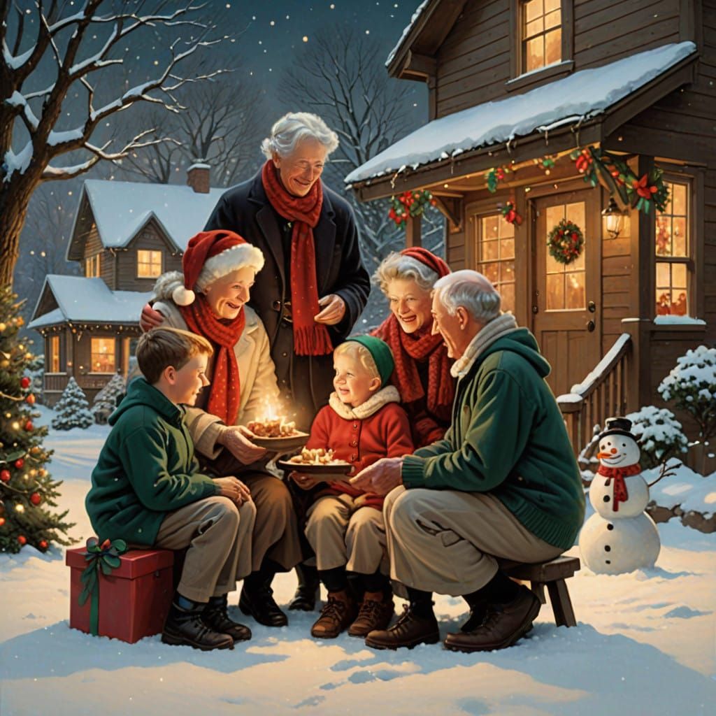 Heartwarming Holiday Scene in Traditional Winter Style