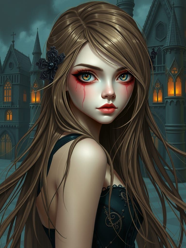 Gothic Beauty in a Digital Painting