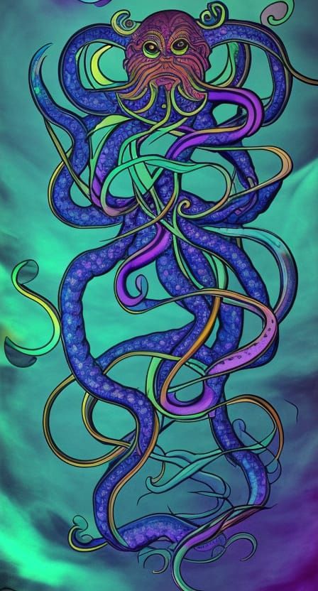 Holographic Astral Kraken Illustration by Pablo Amaringo