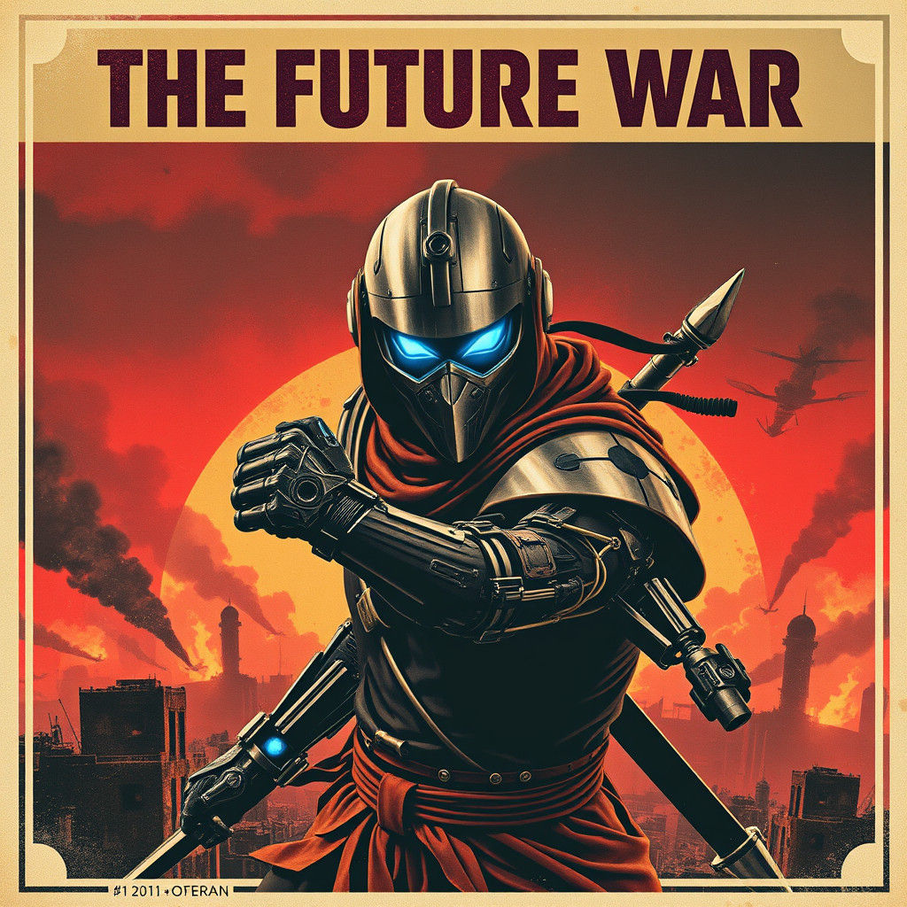 Cyborg Ninja Warrior in Dystopian Future