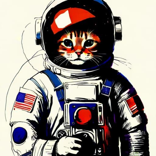 Anthro Cat Astronaut in Polychromatic Digital Art