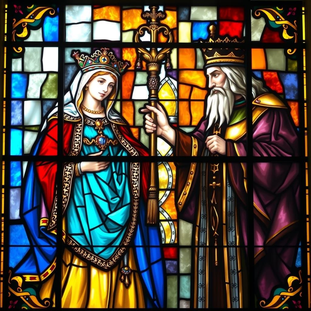 Queen Esther Stained Glass Window Art