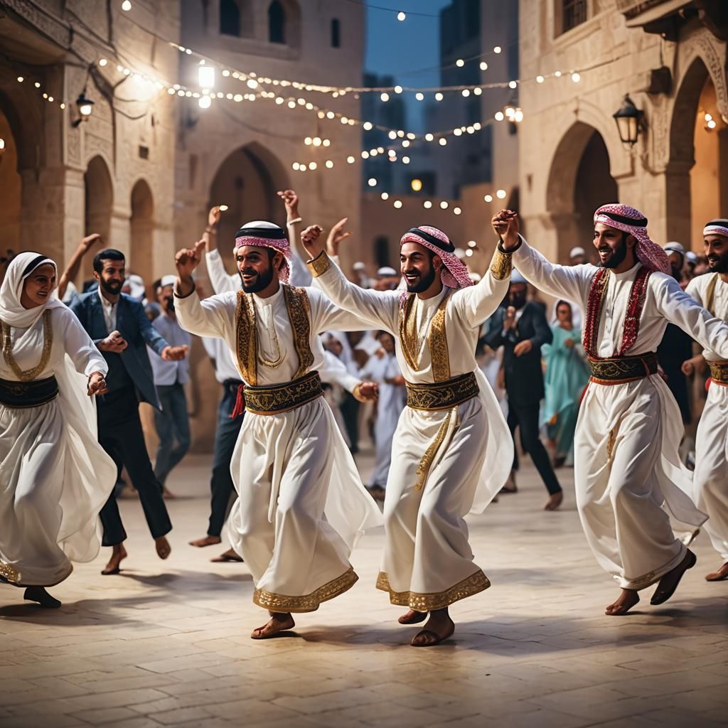 Arabs Dancing Traditional Dance with Bokeh