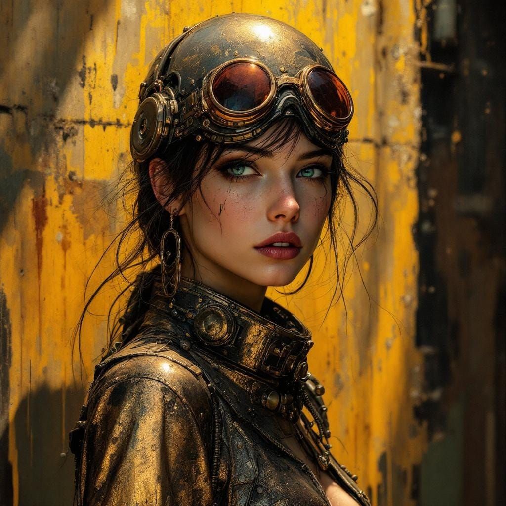 Industrial Decay Meets Golden Light: A Mysterious Figure