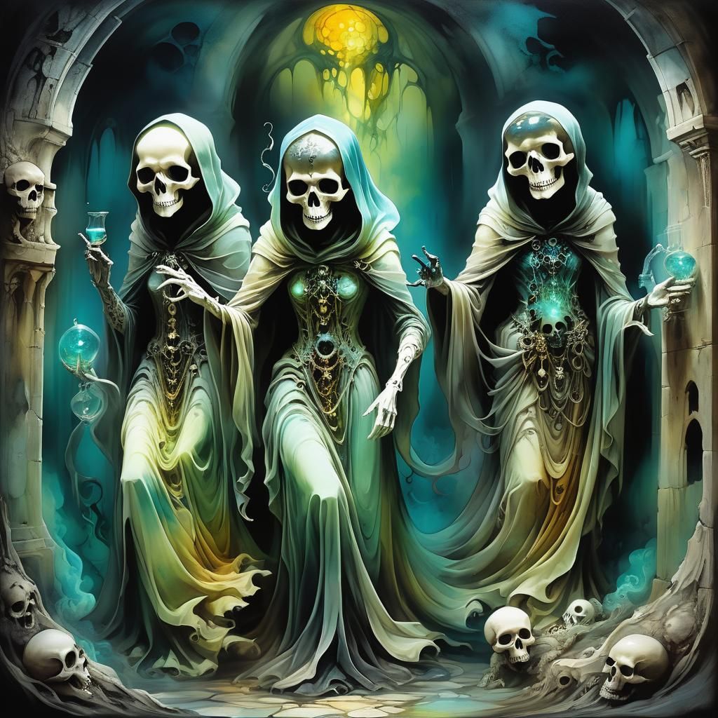 chevalier catacombs fractals alcohol ink 16k resolution Greg Rutowski anne bachelier sinister creepy ghost