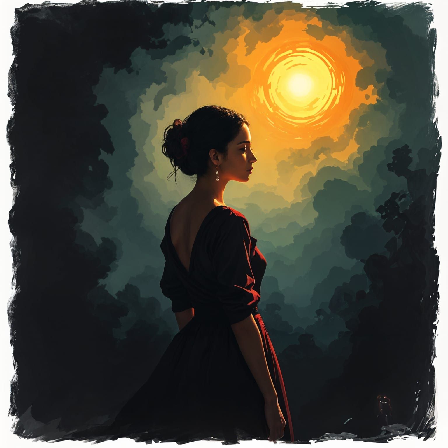 Person Emerging from Anxiety into Light: A Digital Painting