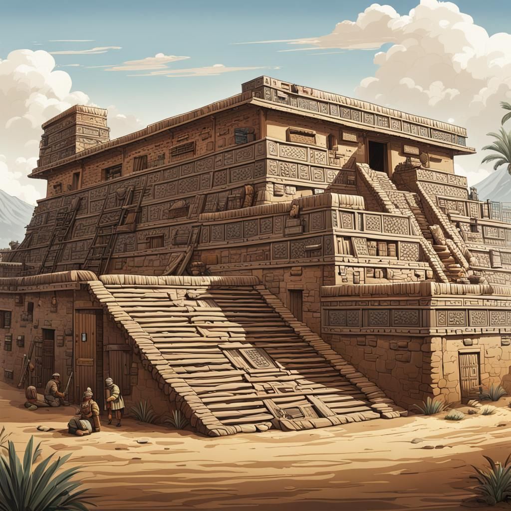 Modern Aztec Barracks Exterior: Detailed Architecture