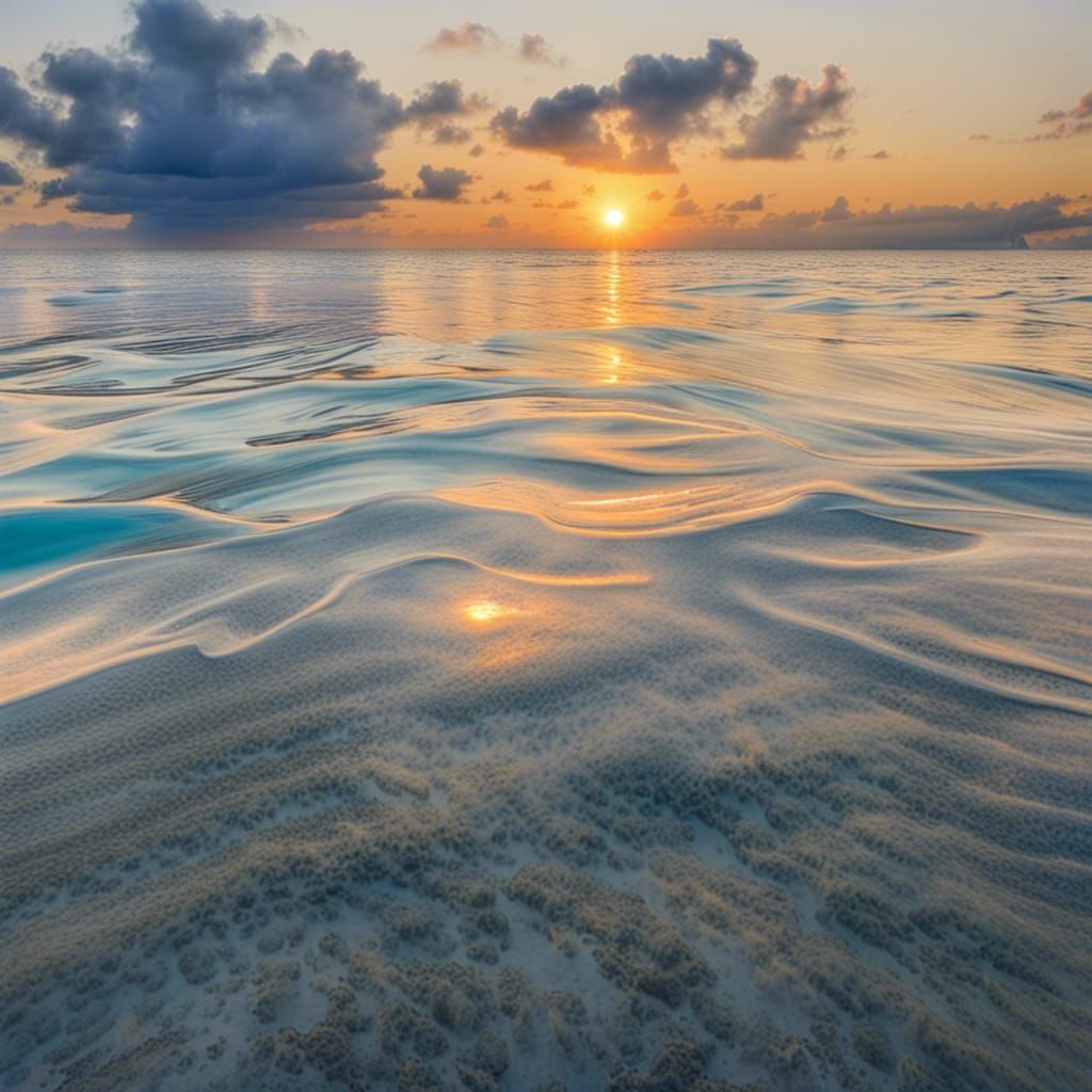 Sunrise Over Crystal Blue Ocean Waters